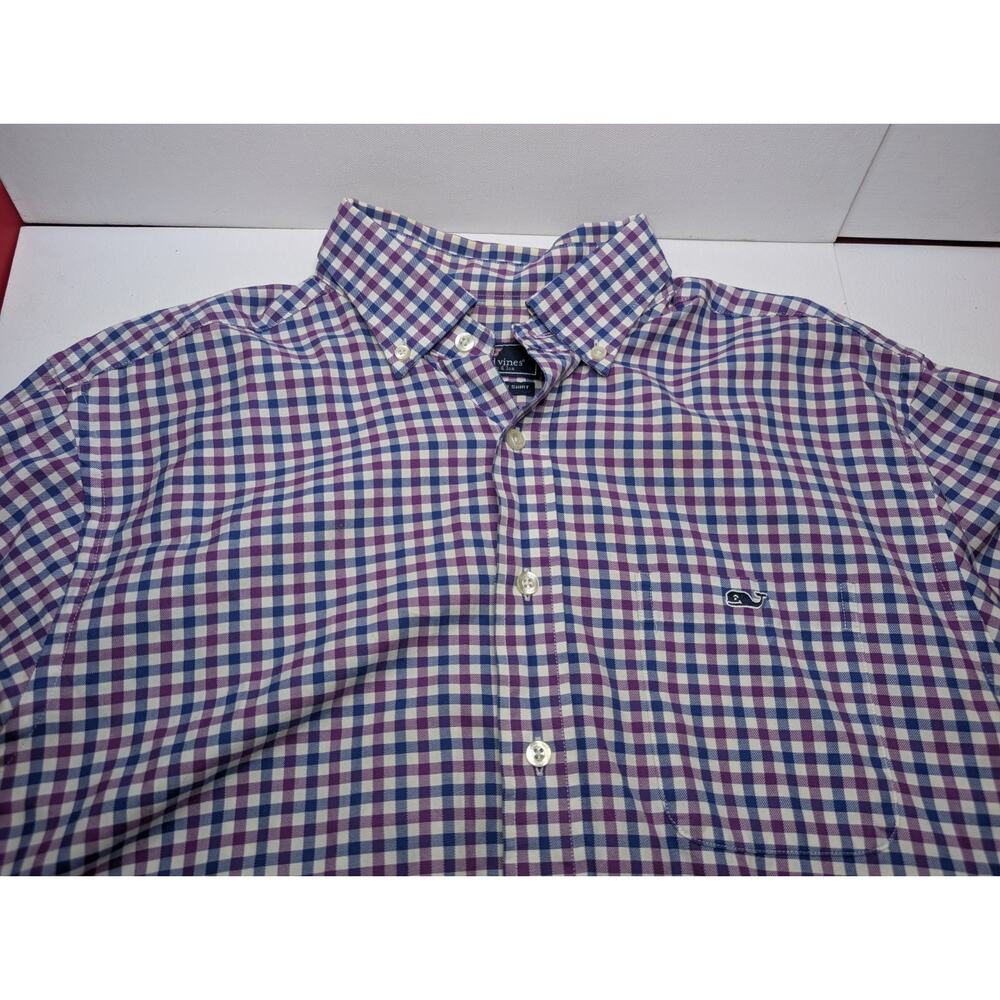 Vineyard Vines Tucker Shirt Mens M Purple Blue Plaid Button Down Classic Fit